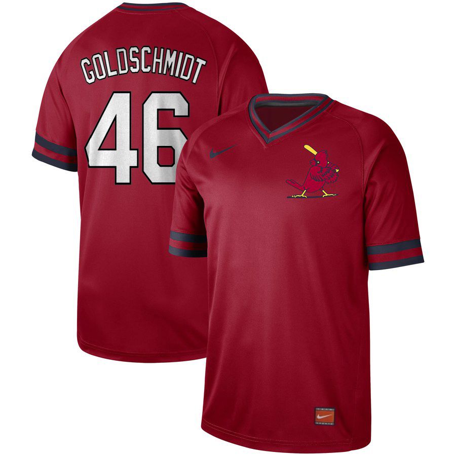 Men St. Louis Cardinals #46 Goldschmidt Red Nike Cooperstown Collection Legend V-Neck MLB Jersey